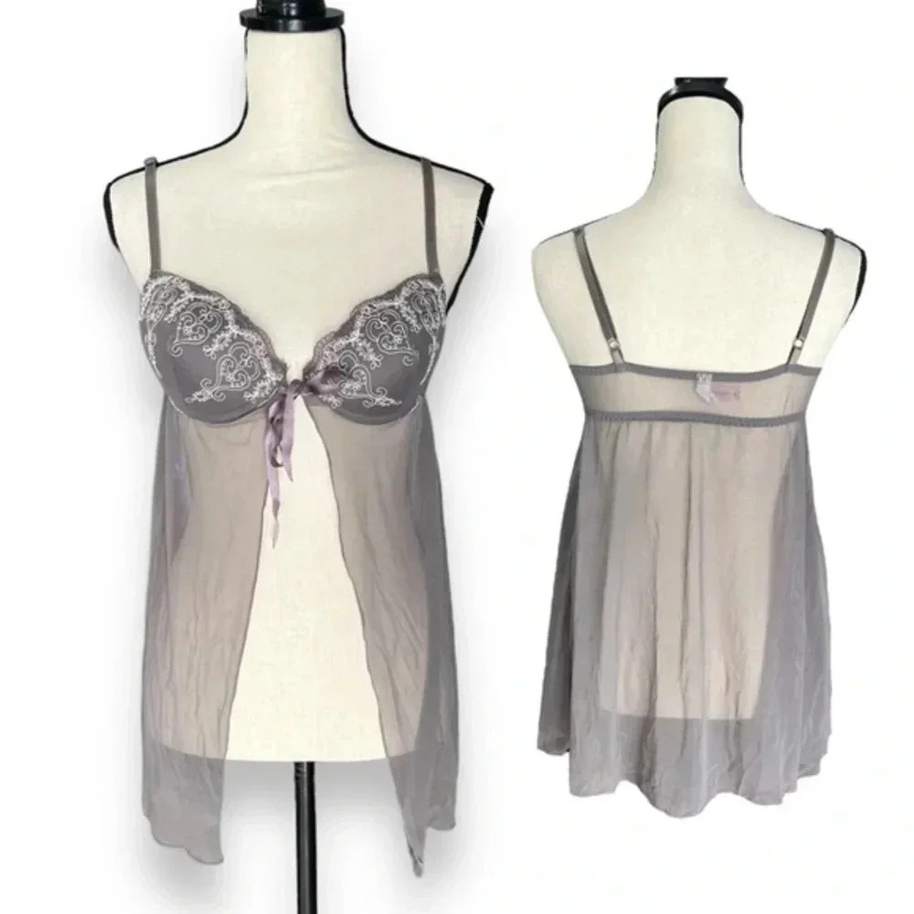 Inner Secrets Dusty Grey Purple Front Closure Slip